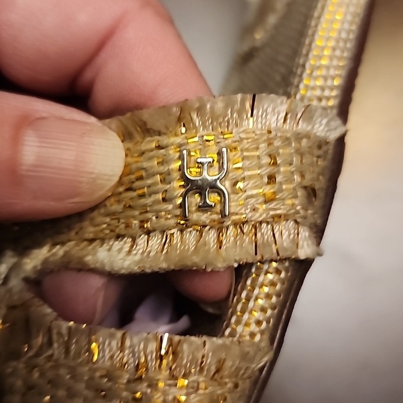 Sam Edelman Gold Sandals H-Style Bay Frey 2 Slip-On sz 9.5 - Picture 6 of 9